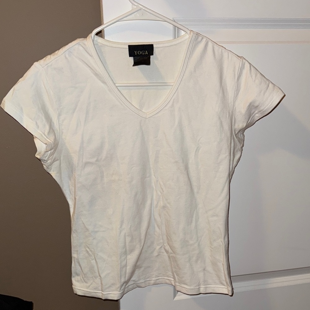 Women's White V-Neck Top